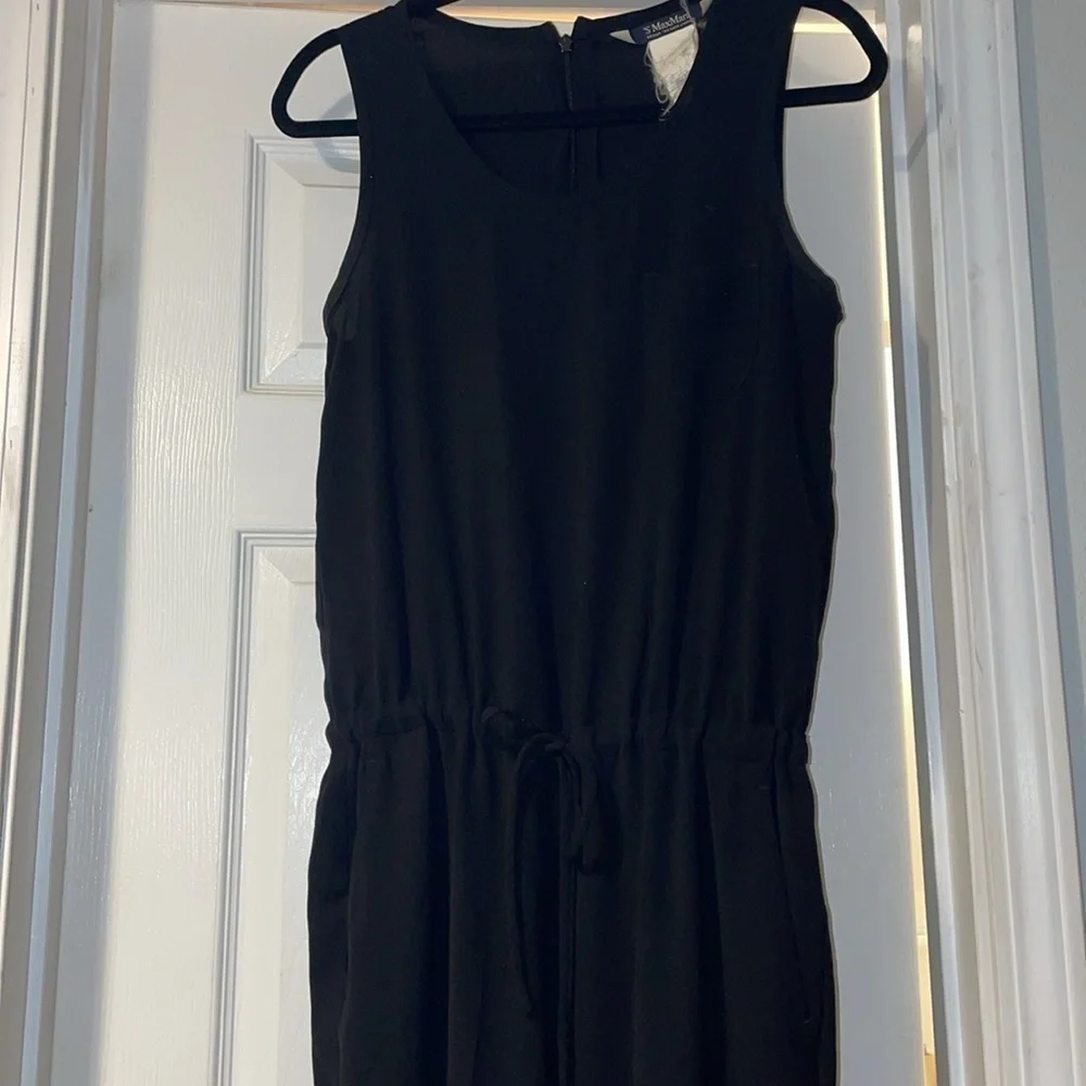 EUC Max Mara ‘S Max Mara black elastic drawstring waist jumpsuit - Picture 2 of 9